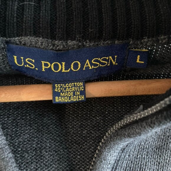 US Polo Association Knit Sweater Turtleneck 1/4 Zip Cotton Blend Gray Sz L - Picture 6 of 8